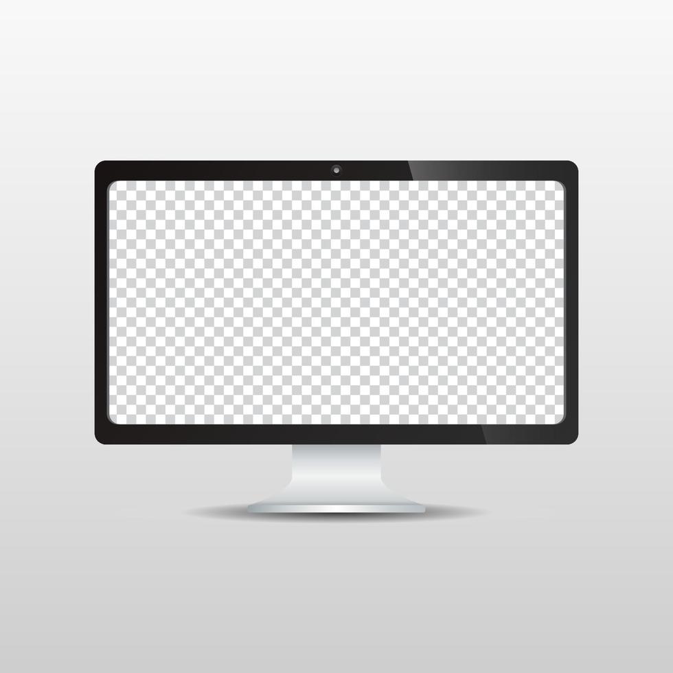 vector realista de diseño de computadora de monitor en blanco