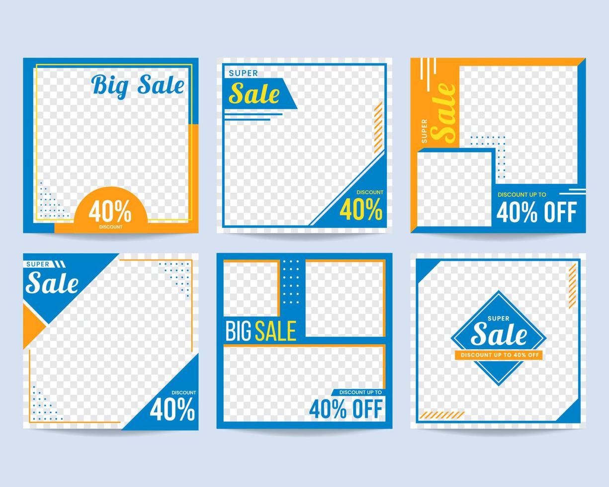 Social media sale promotion discount post template vector