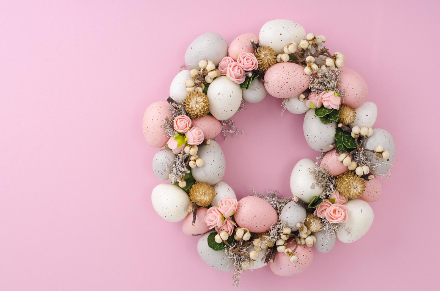 Colorfull Beautiful festive Easter wreath. Photo