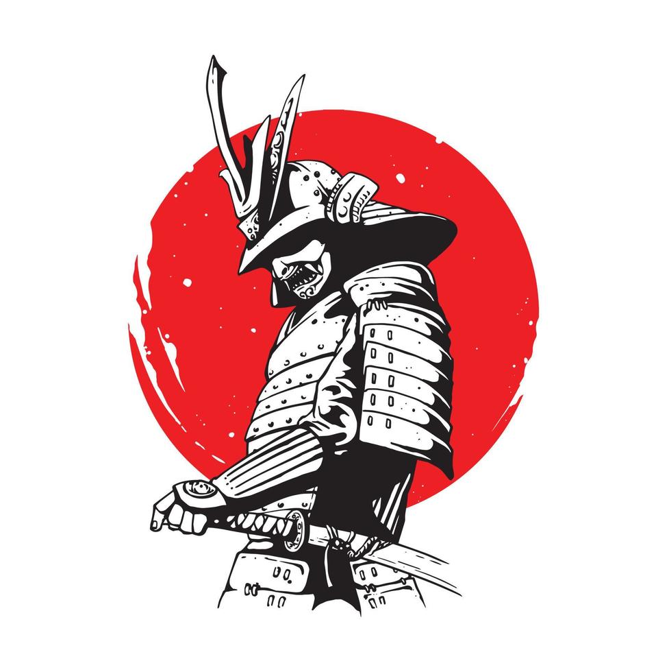 ilustración de guerrero samurai vector