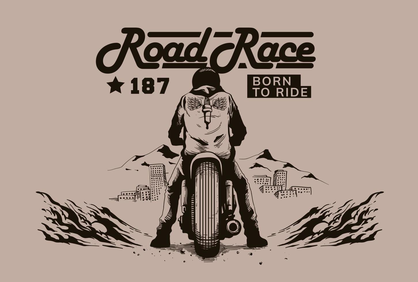 road race motorcycle illustration vector