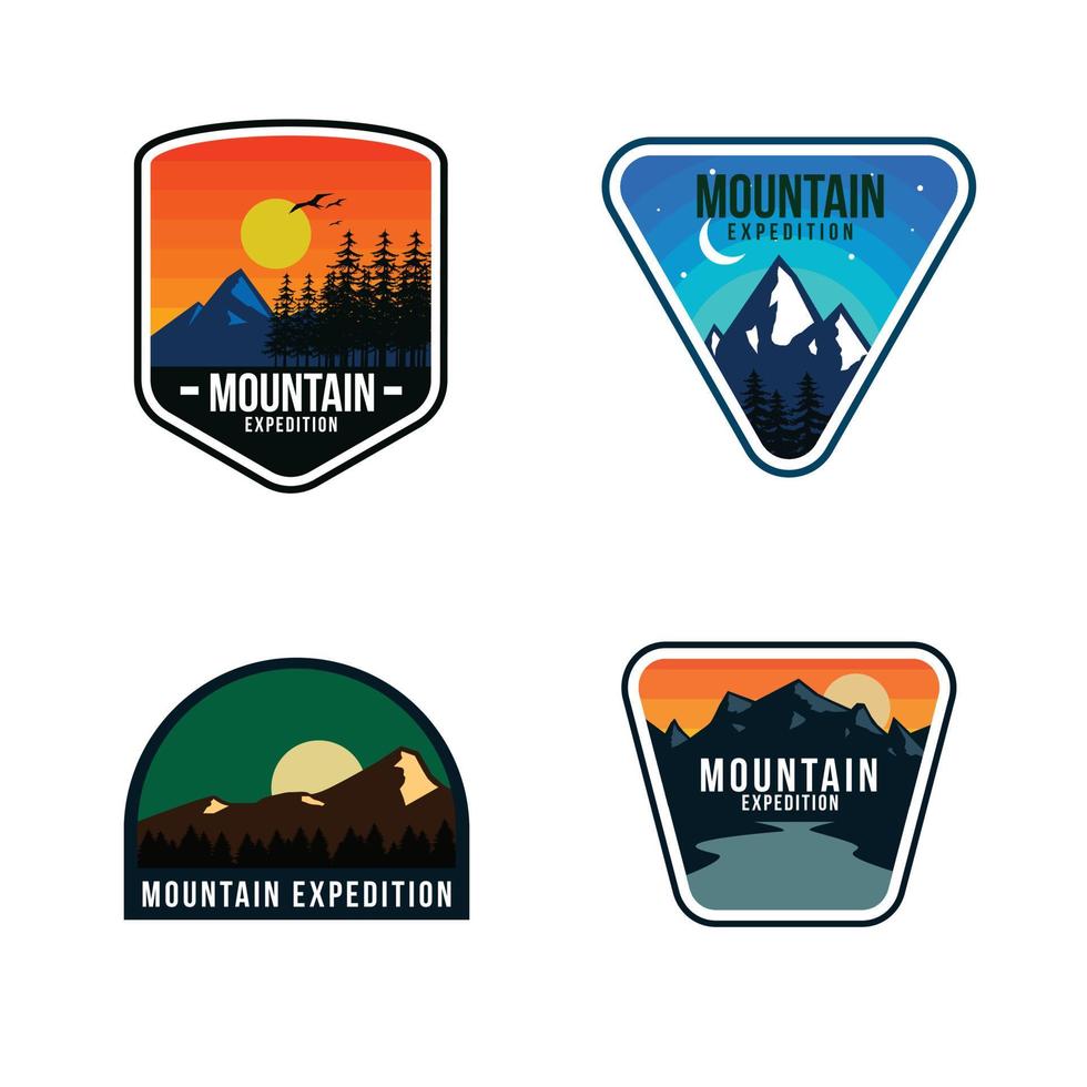 ilustración de montaña para logotipo, placa y emblema vector