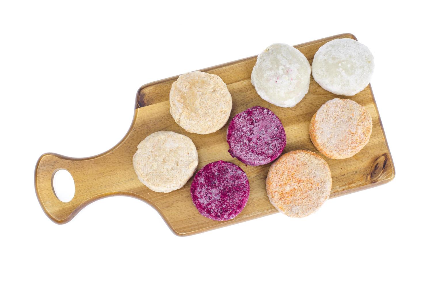 Frozen vegetable burgers for quick cooking of vegetarian dishes. photo