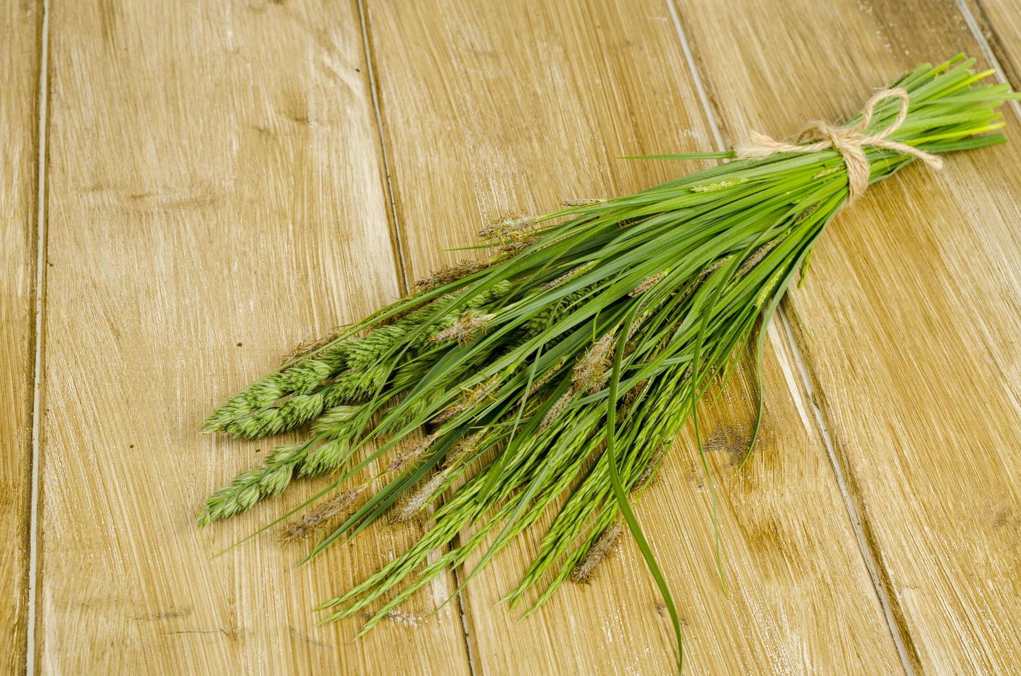 Bunch of wild herbs on bright background. photo