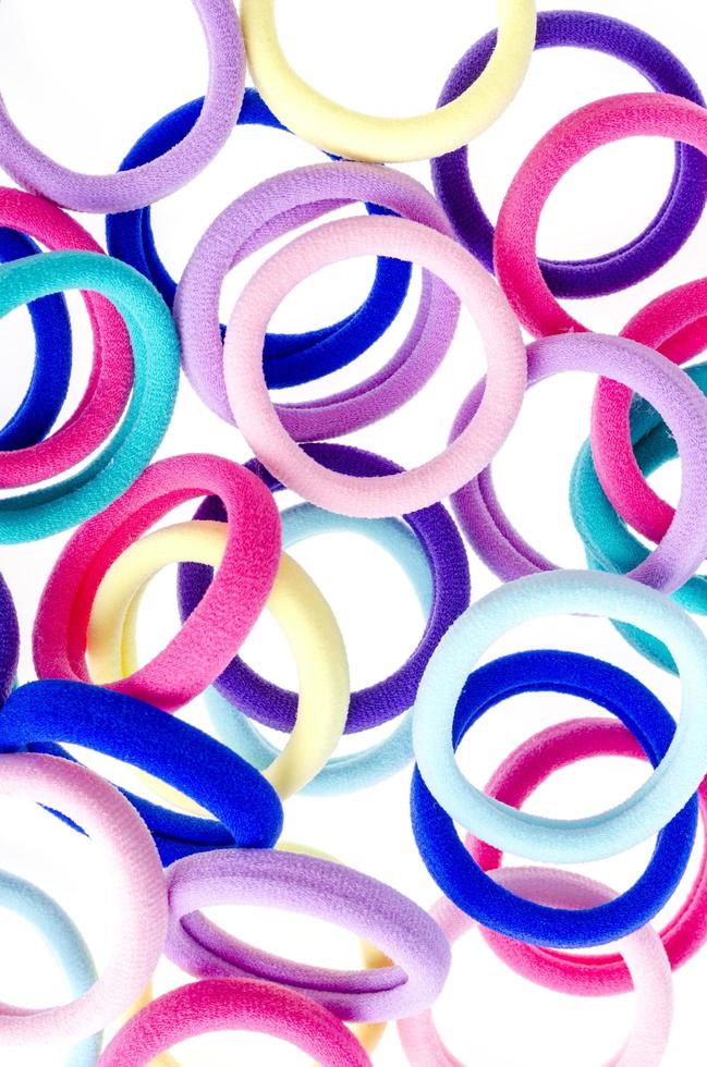 Colored accessories, hair ties, isolated on white. photo