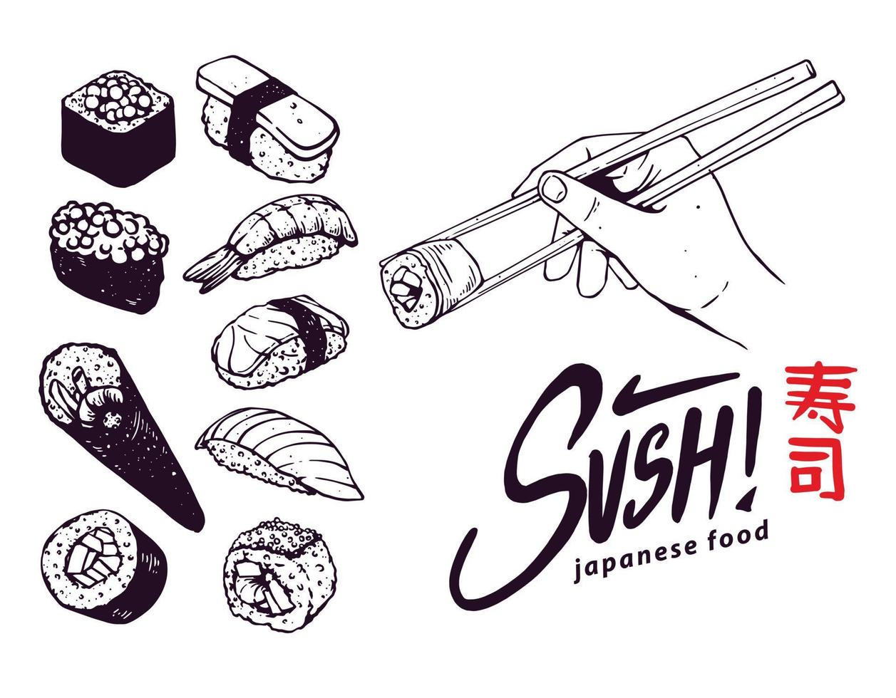 sushi set illustration vector