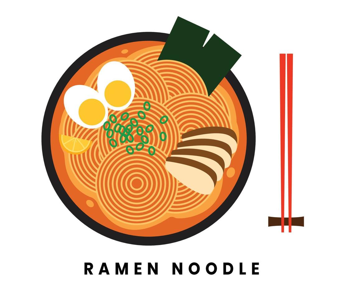 ilustración de ramen de comida japonesa vector
