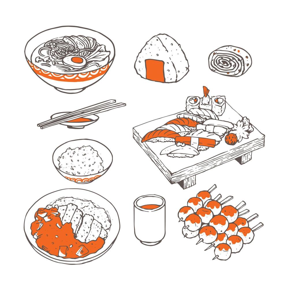 ilustración de comida japonesa vector