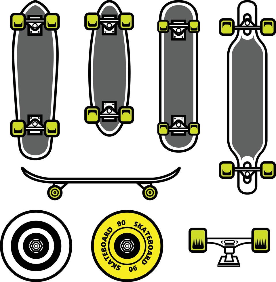 skateboard set illustration vector