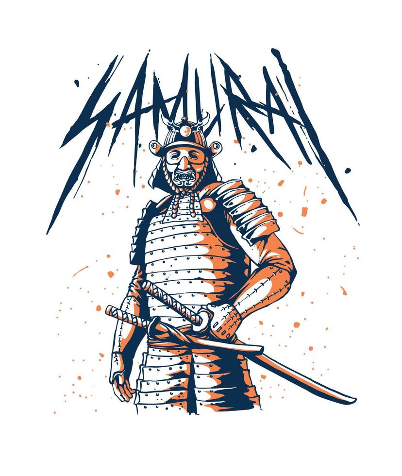 samurai hand drawn concept vector