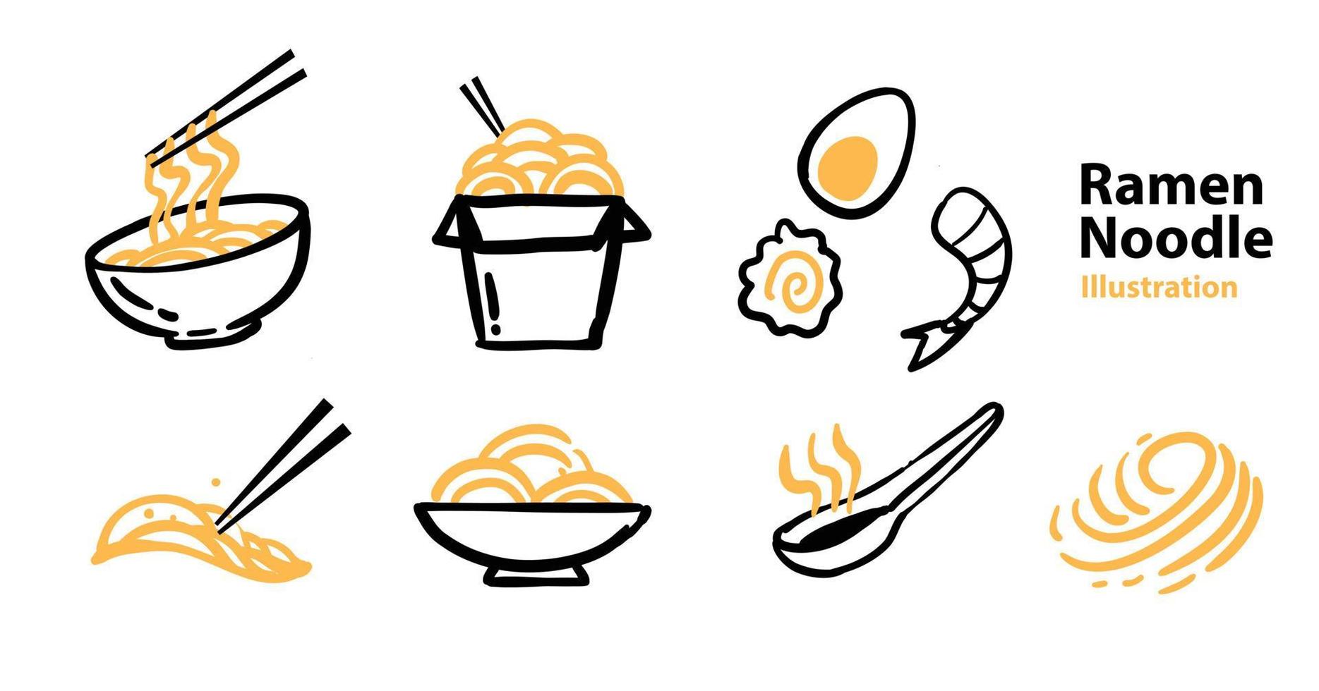 ilustración de fideos ramen vector