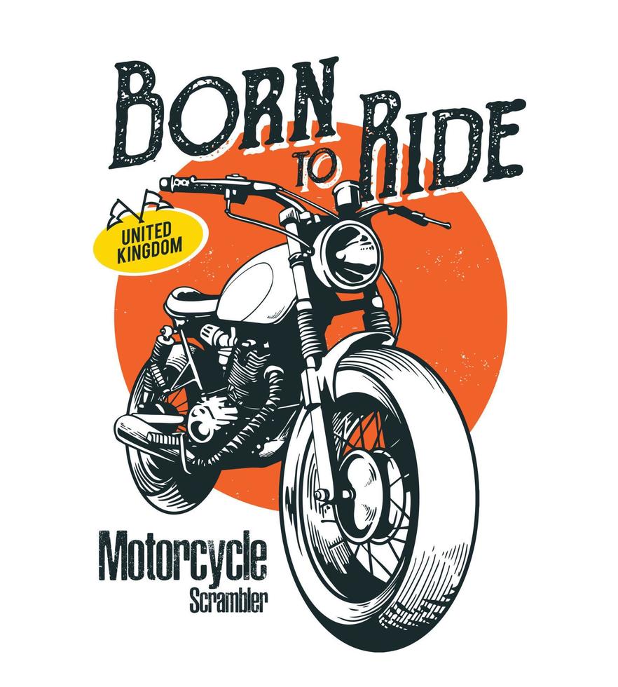 ilustración de motocicleta para diseño de camiseta vector