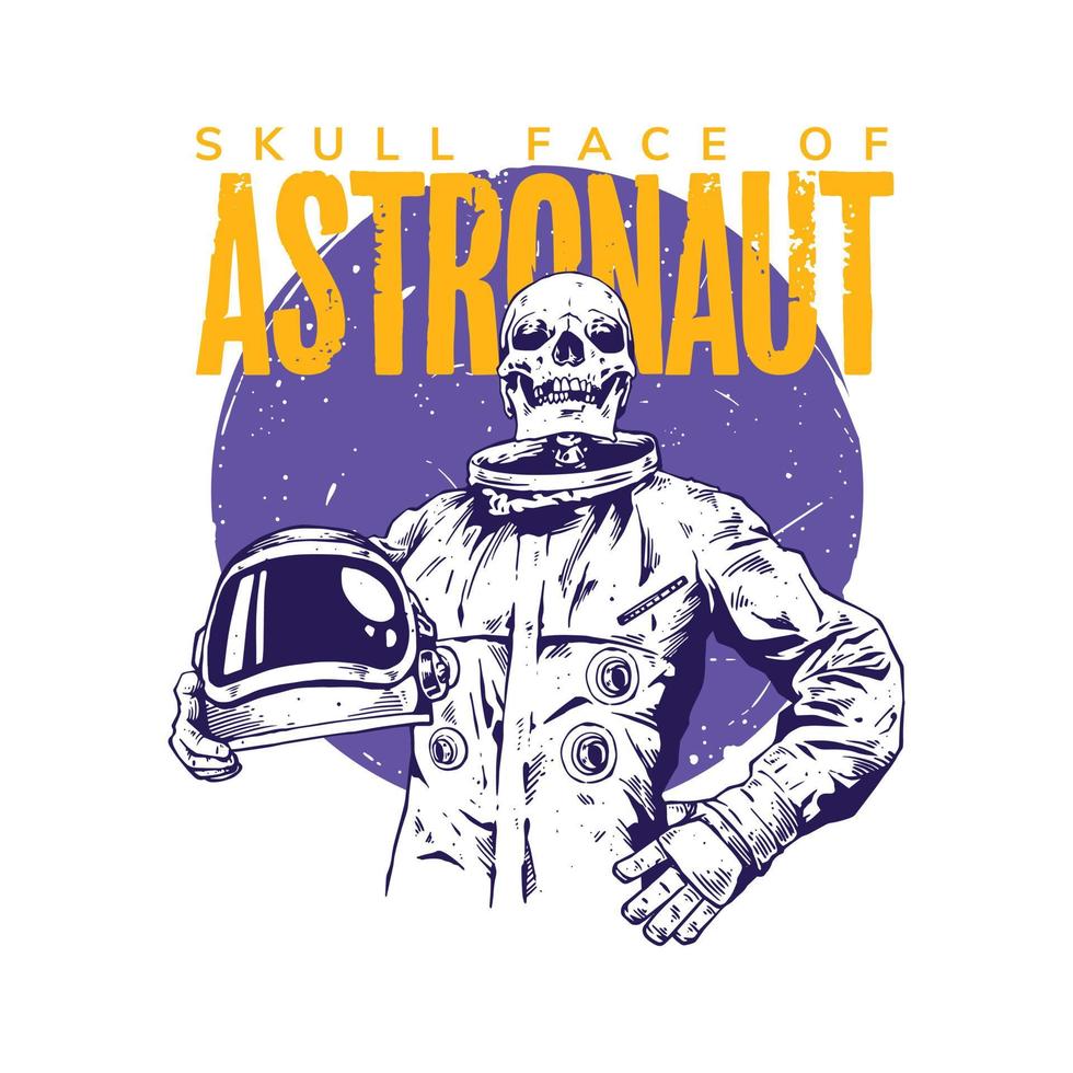 astronaut with skull face illustration vector
