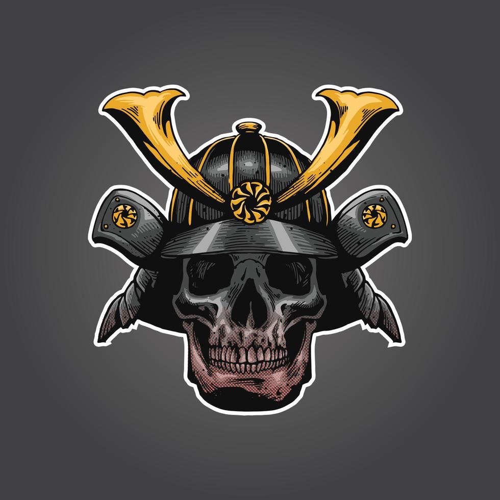 skull face samurai illustration vector