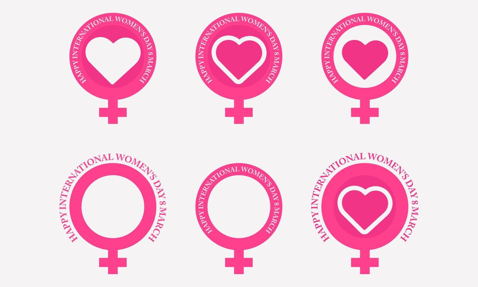 colección de insignias del día de la mujer rosa plana vector