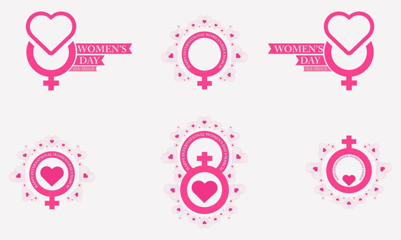 flat pink womens day badges collection vector