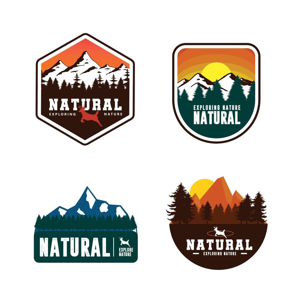 ilustración de montaña para logotipo, placa y emblema vector