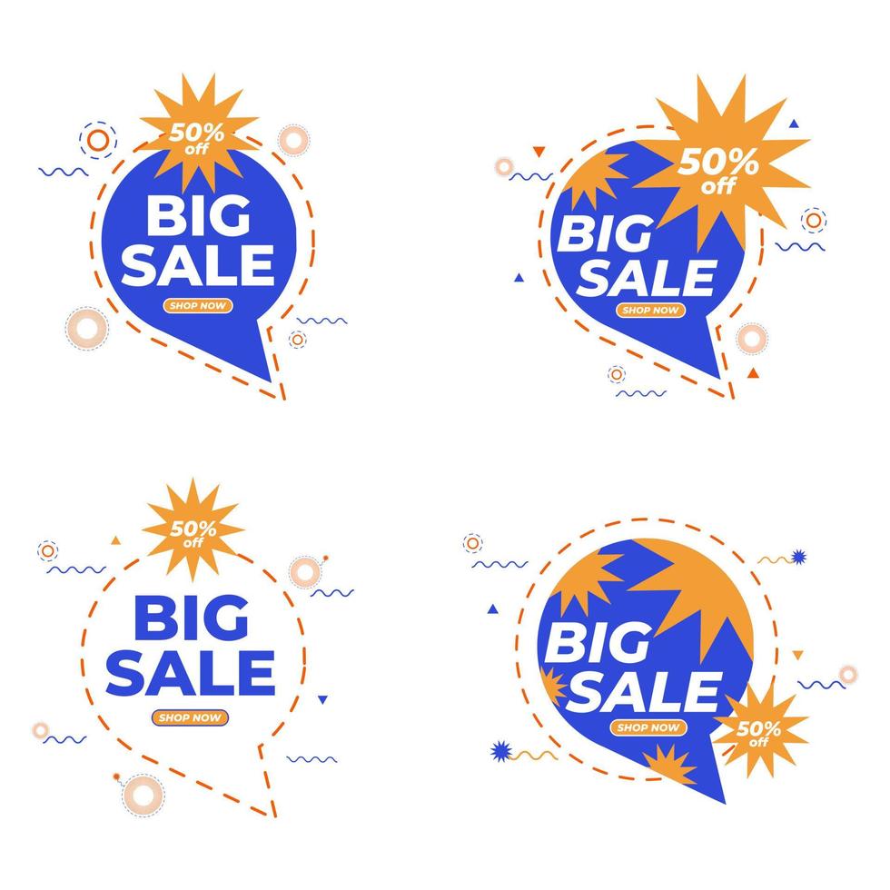blue big sale discount badges collection vector