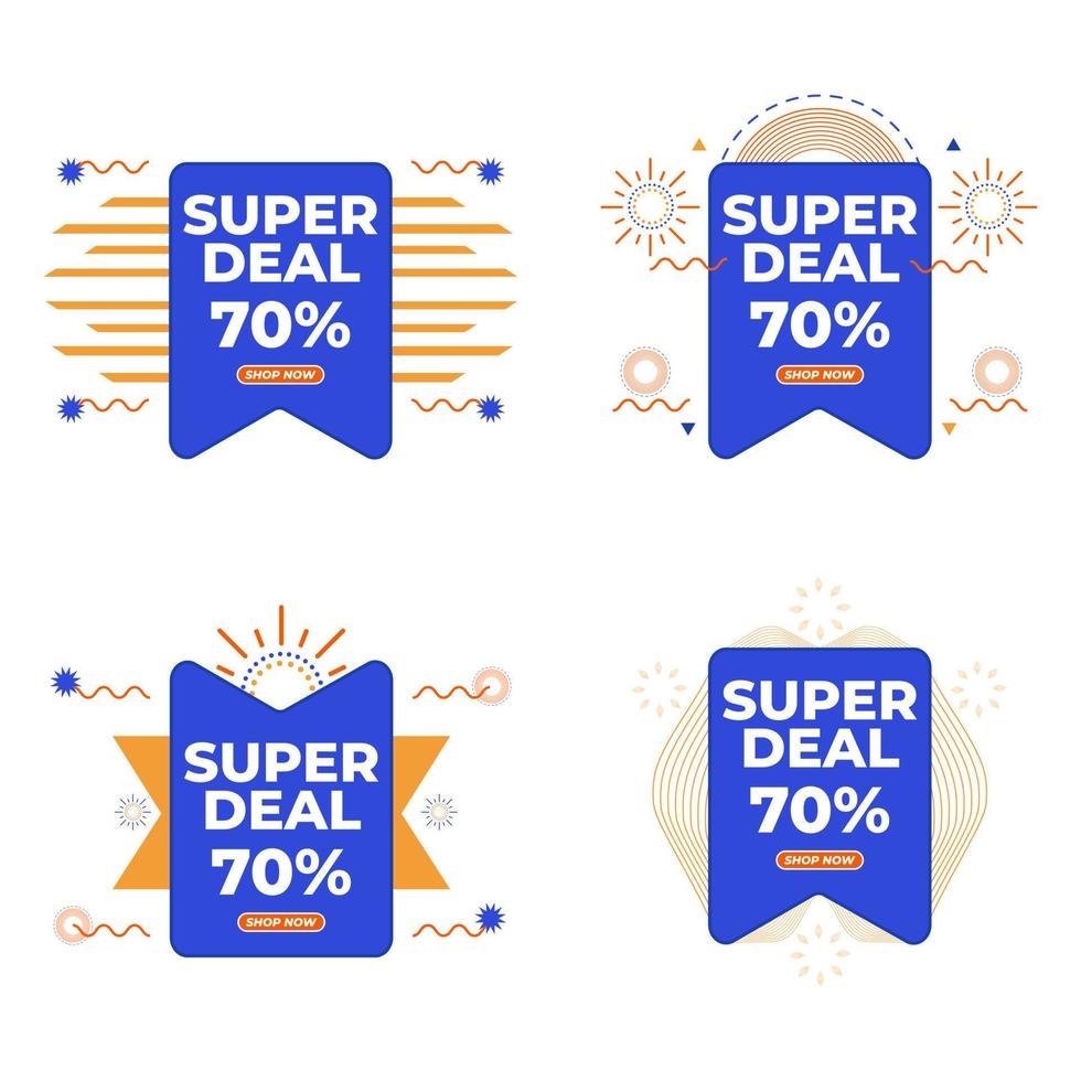 blue super deal discount badges collection vector