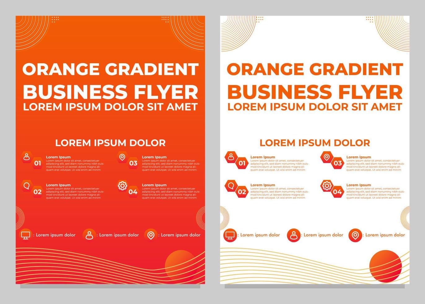 orange gradient business flyer template collection vector