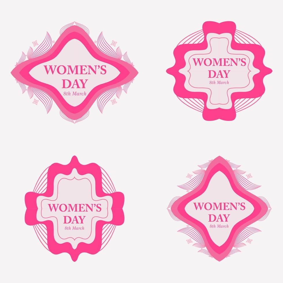 colección de insignias del día de la mujer rosa plana vector