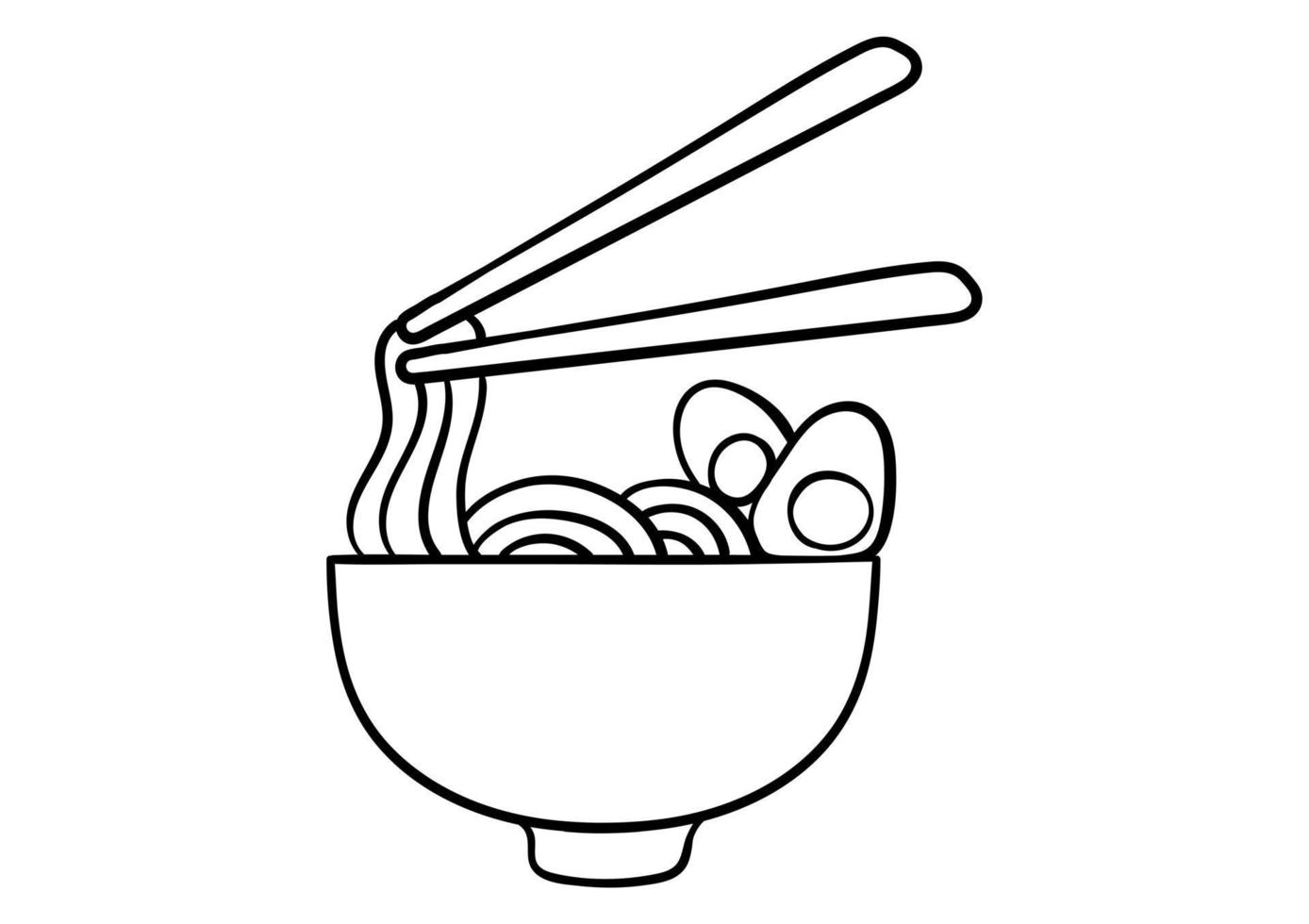 hand drawn noodles and egg vector