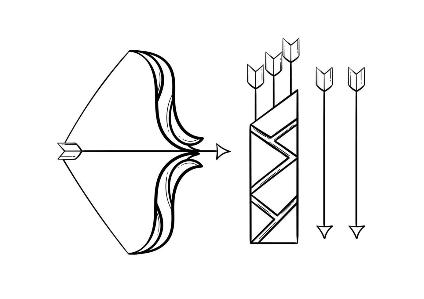 arco y flecha dibujados a mano sobre un tema deportivo vector