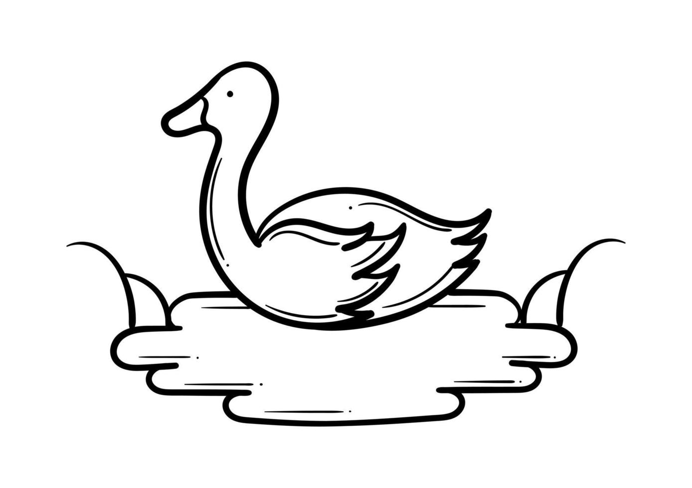 hand drawn illustration of a duck swimming in the water vector