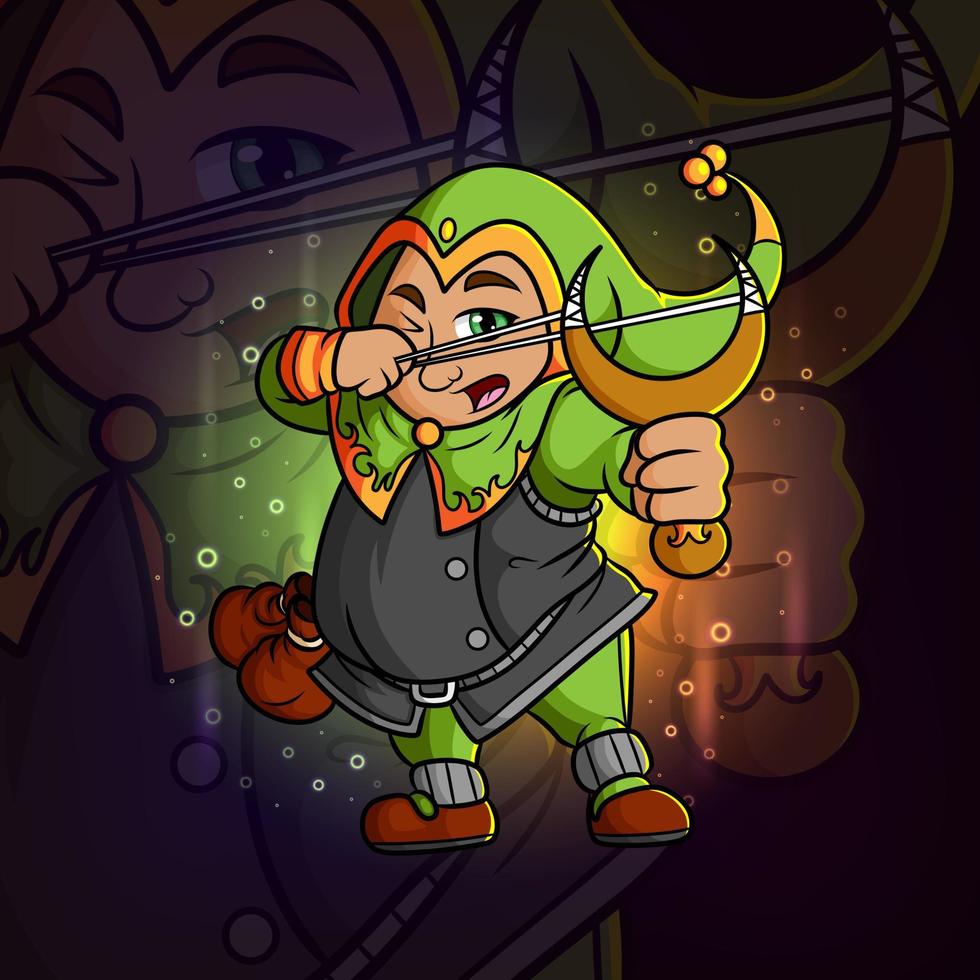 The man using costume is shooting by catapult esport logo design vector