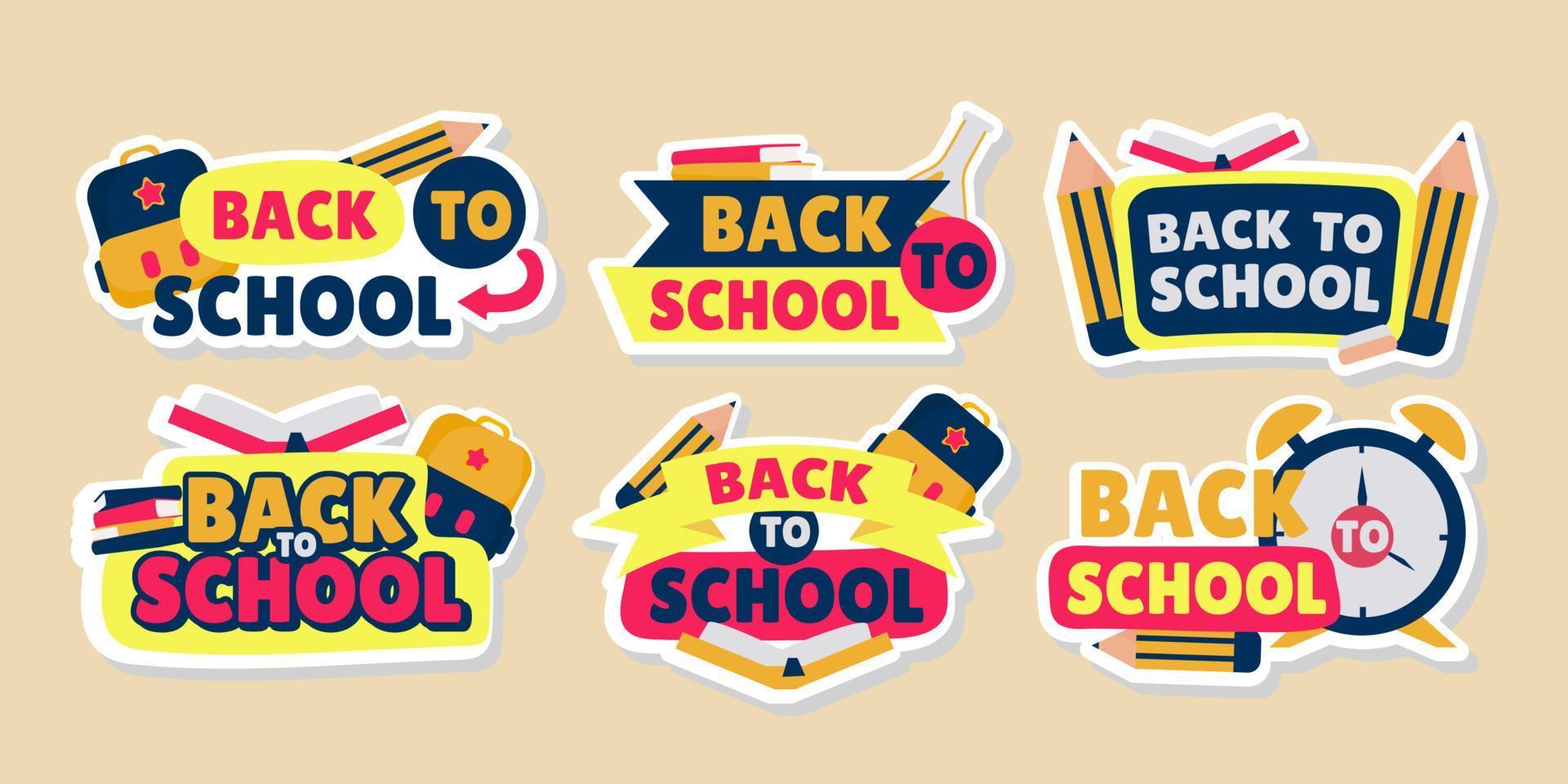 Collection Set of Back to School Sticker vector