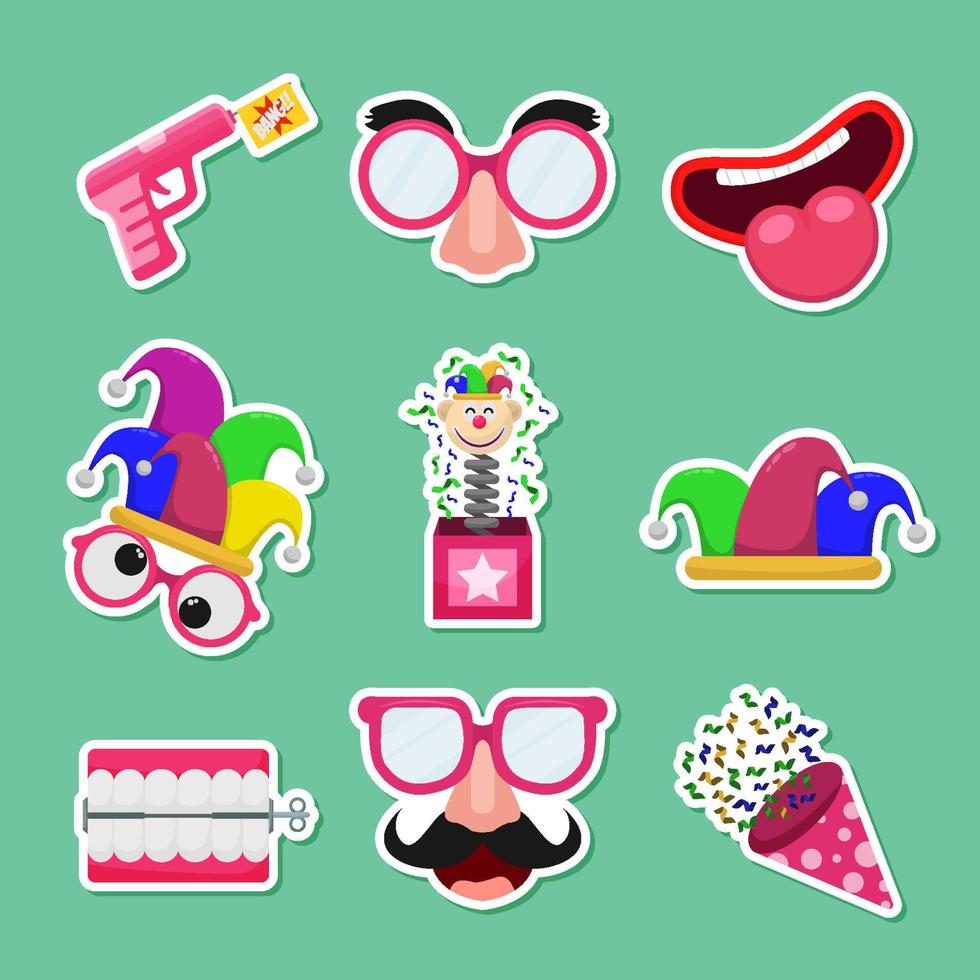 Set of April Fool's Day Sticker vector