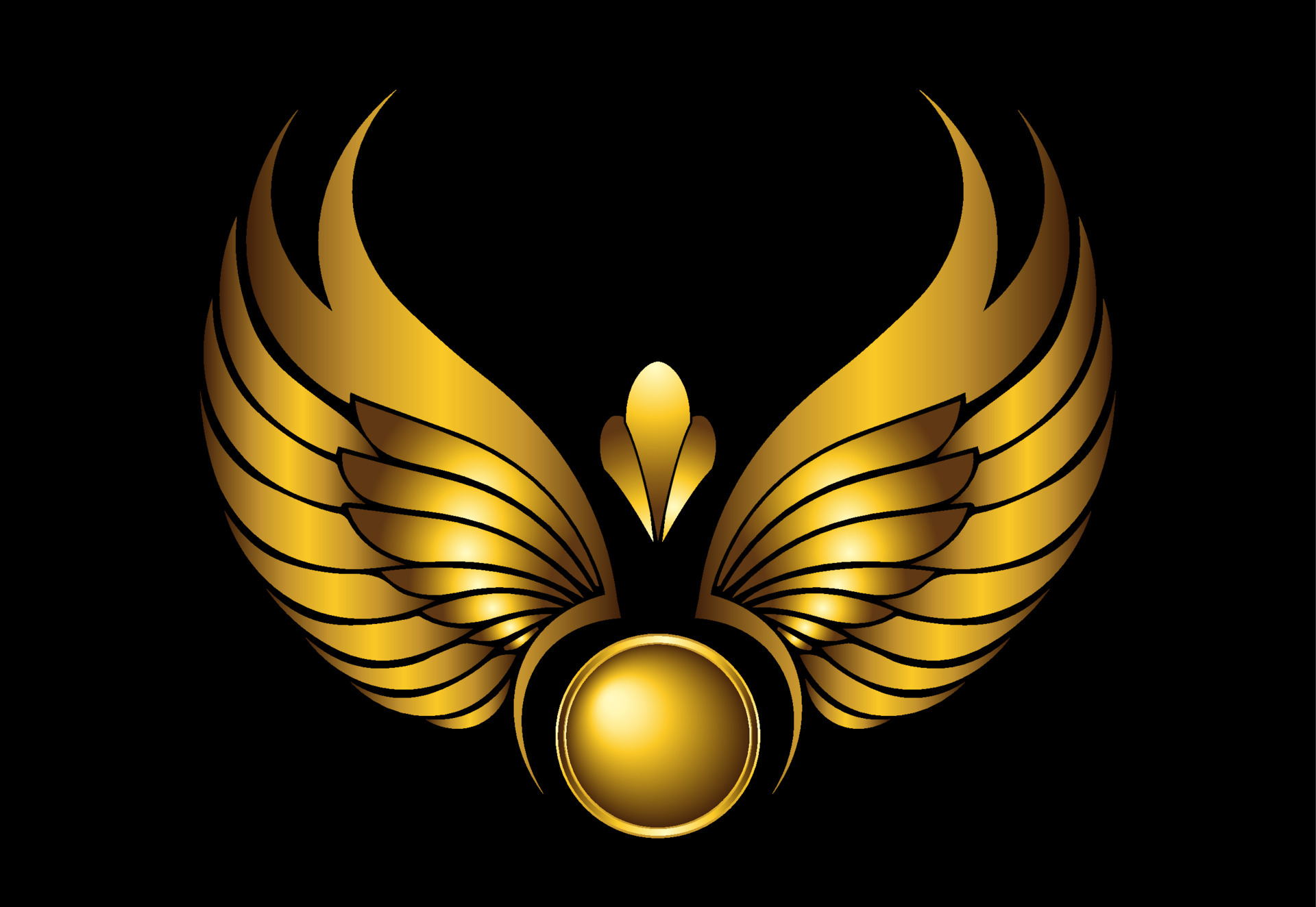 Golden wings logo on black background 5433858 Vector Art at Vecteezy