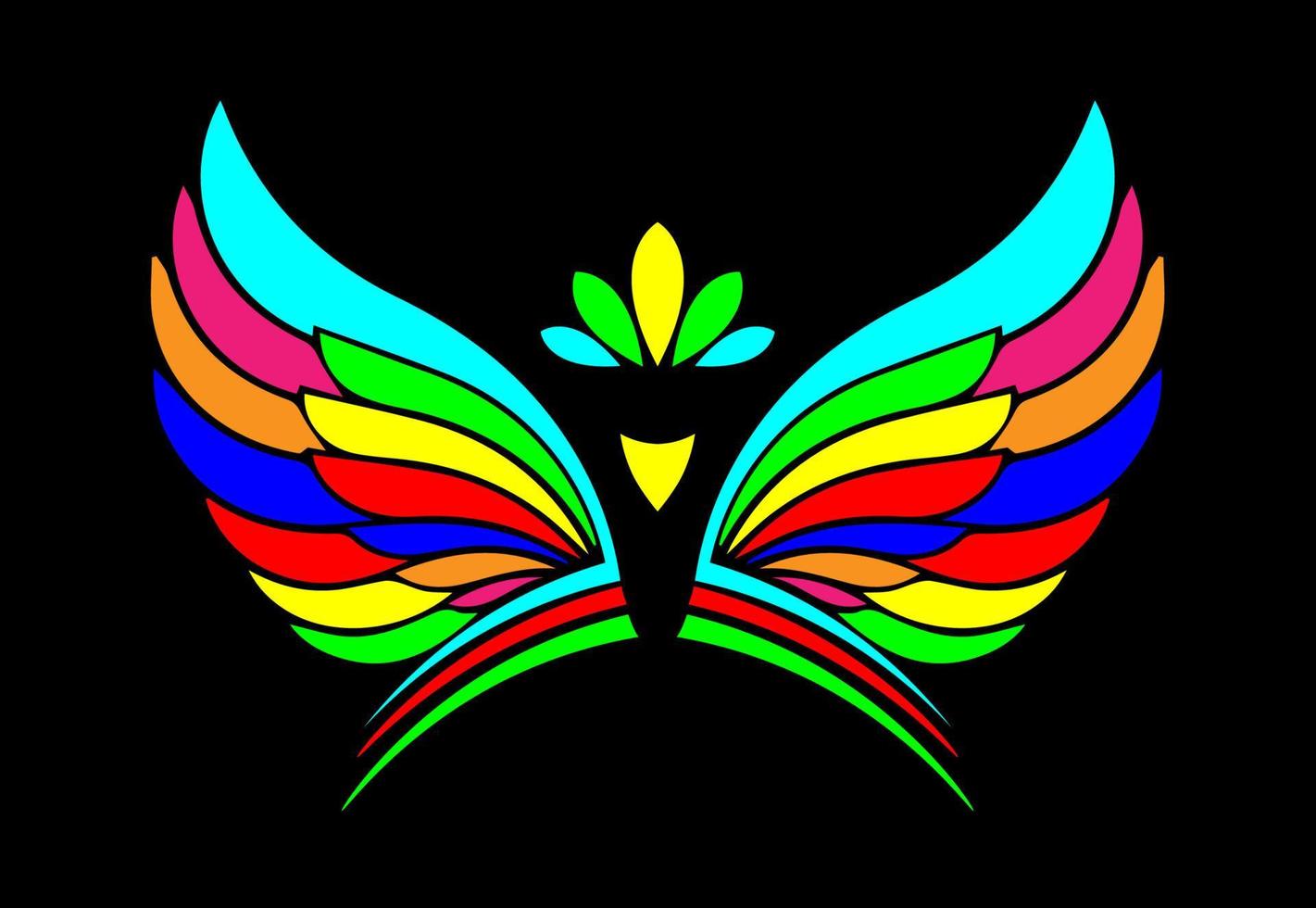 colorful wings logo template with crown vector