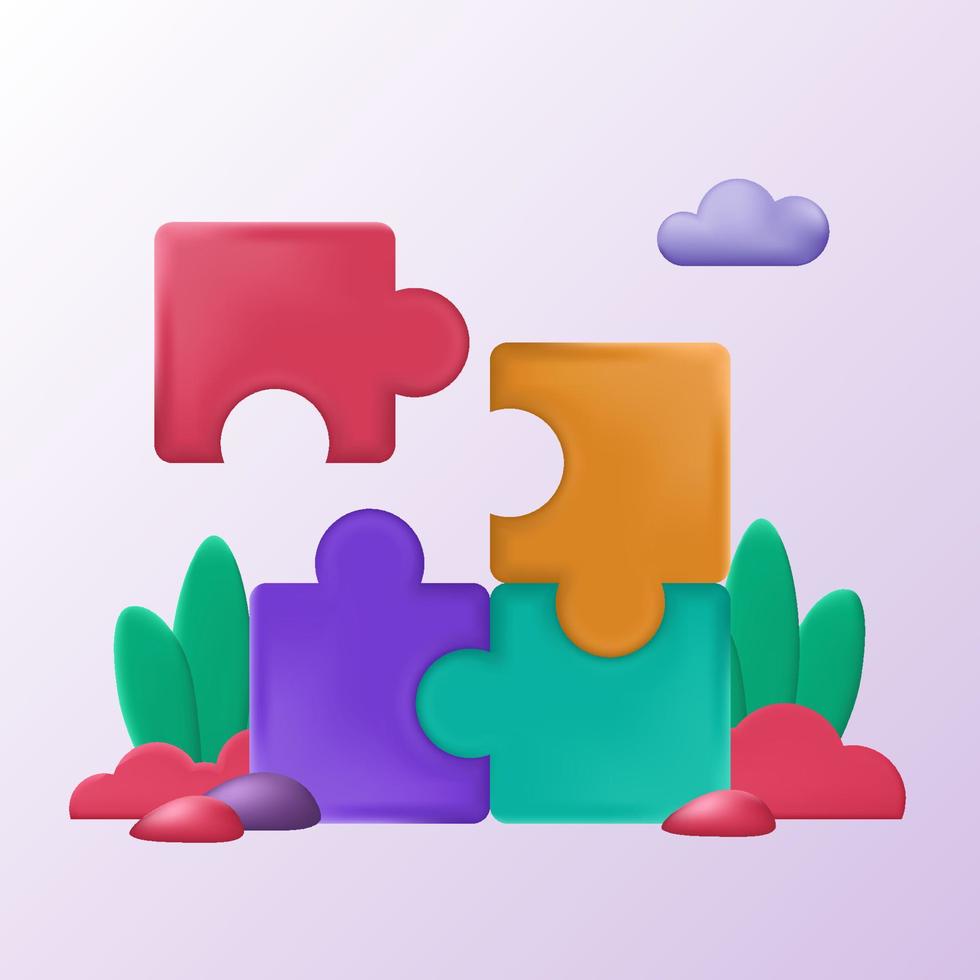 jigsaw puzzle colorful match metaphor of connection problem solution collaboration at business vector