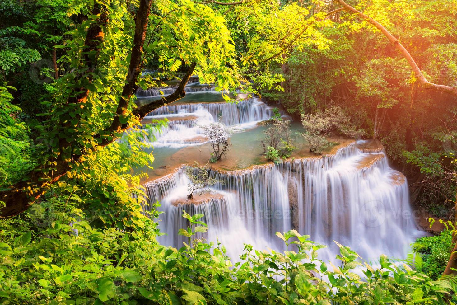 Beautiful waterfall in the national park forest at Huai Mae Khamin Waterfall, Kanchanaburi Thailand photo