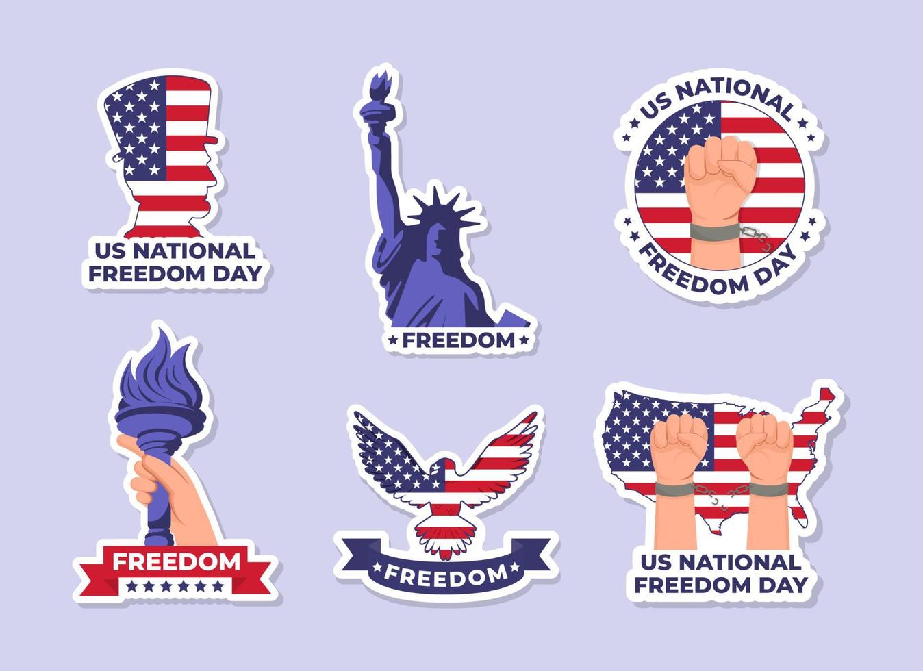 US National Freedom Day Sticker Collection vector