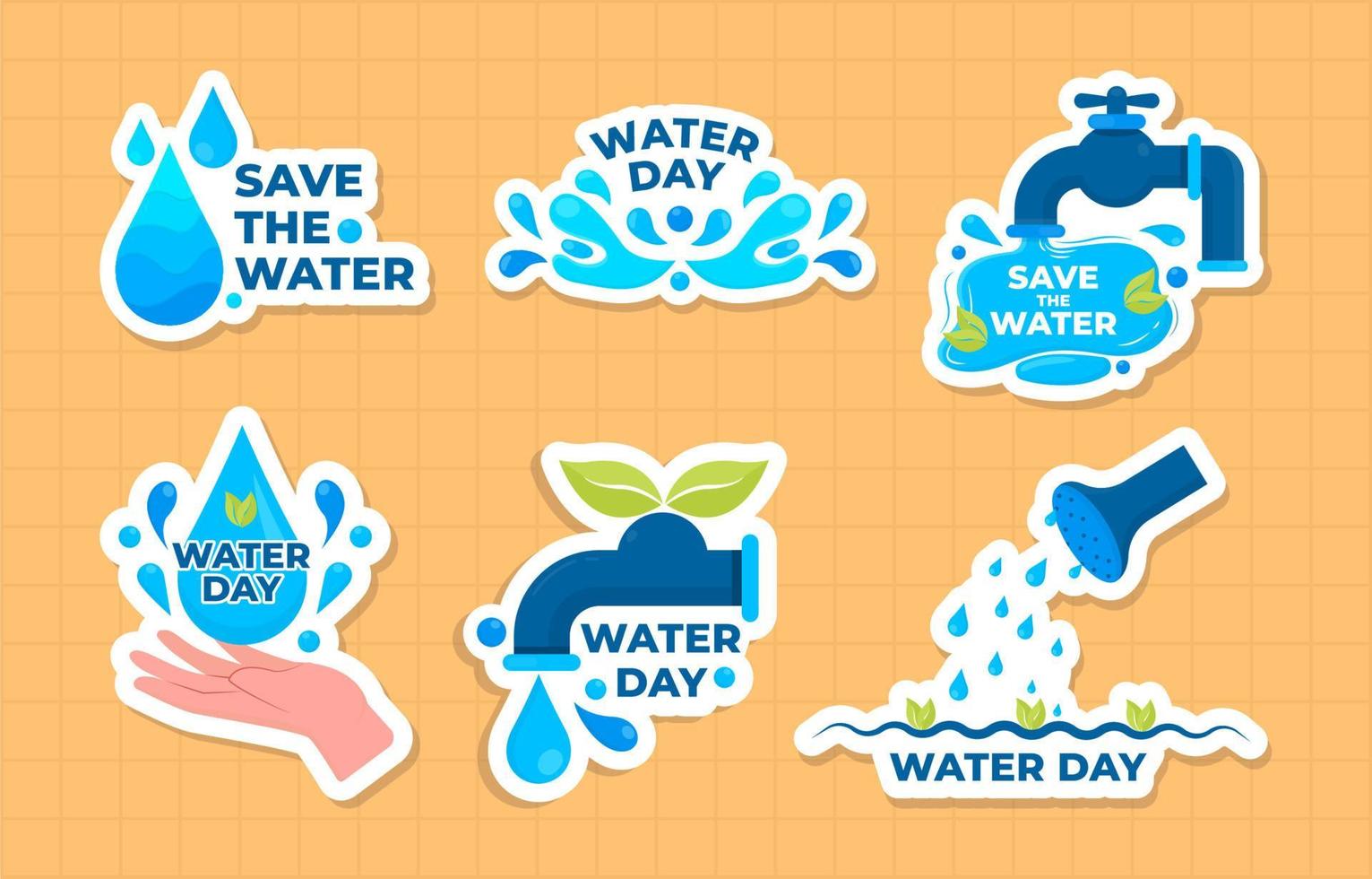 World Water Day Sticker Pack vector