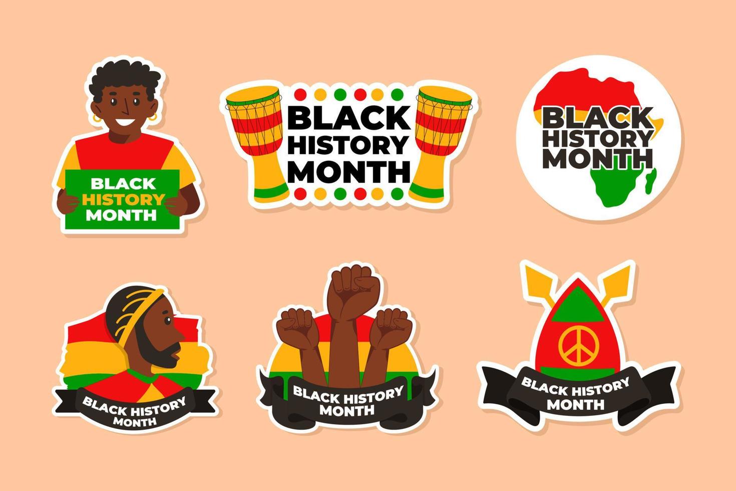 Black History Month Sticker Collection vector