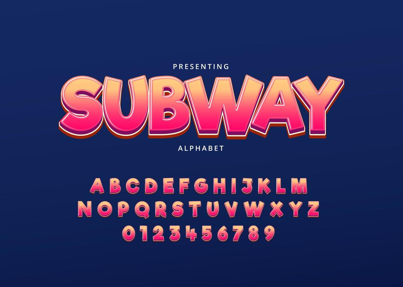 Playful style text effect, trendy mobile game font alphabet and number vector