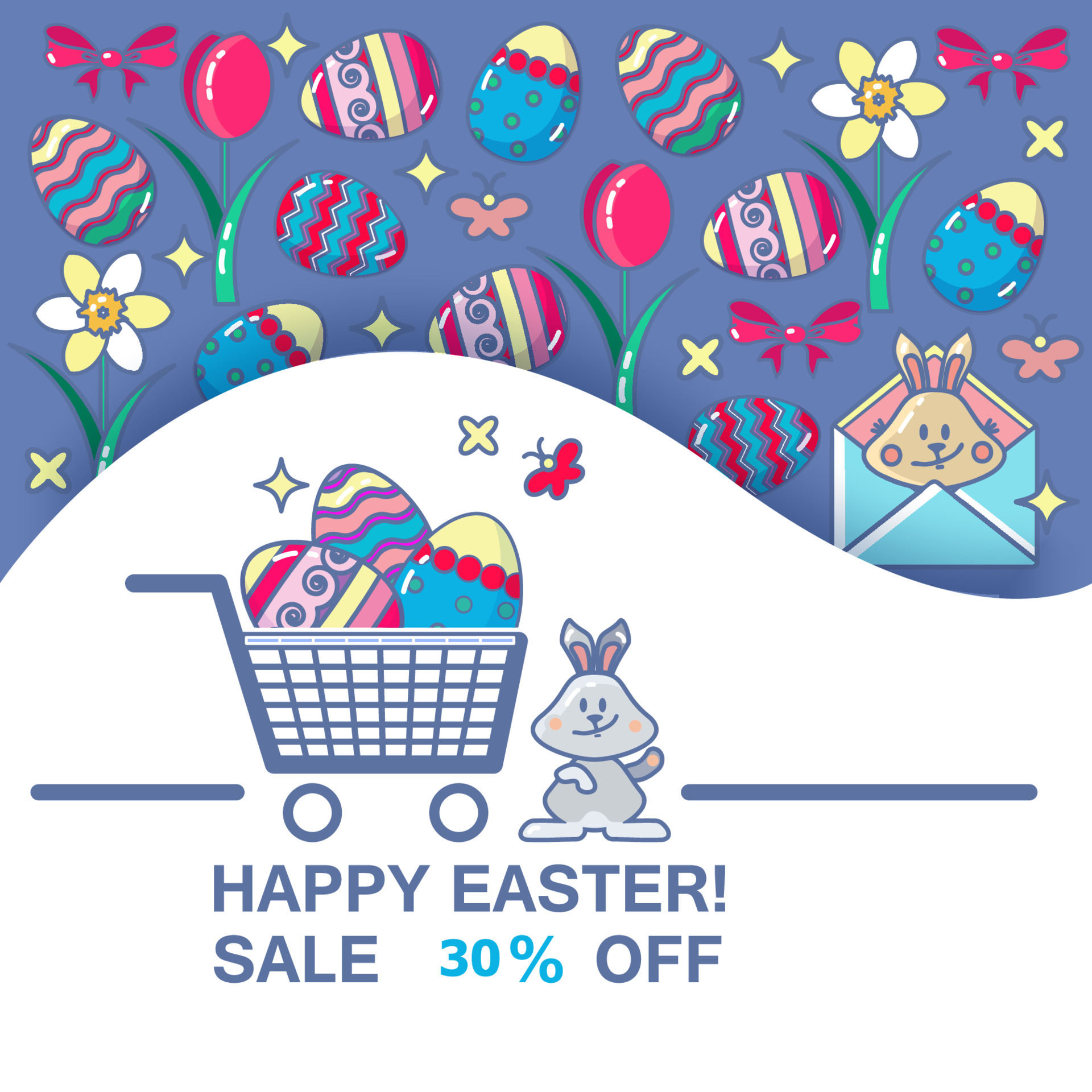 Happy Easter Sale Banner. Spring Holiday Offer. 5434891 Vector Art at