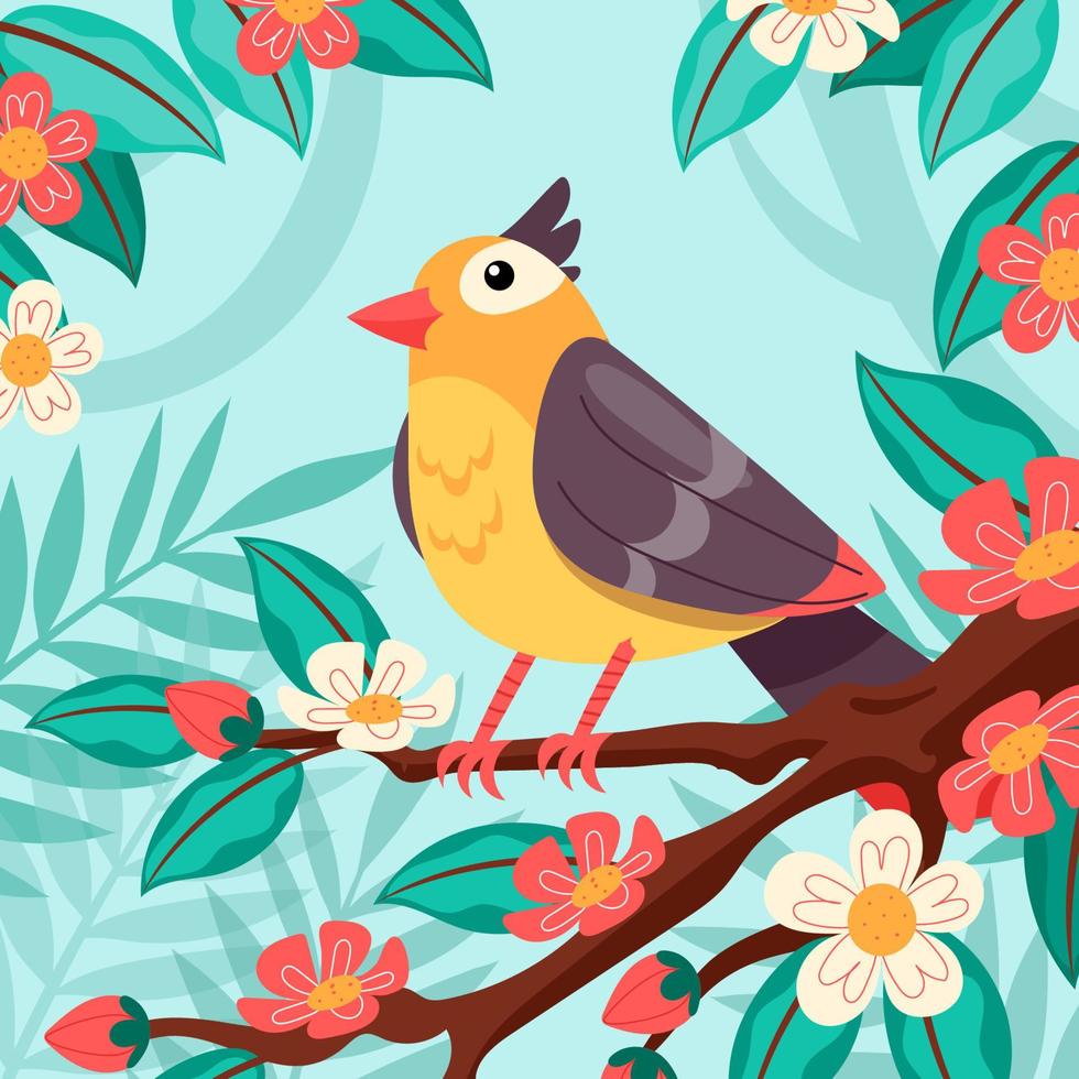 Bird Perch on Branch vector