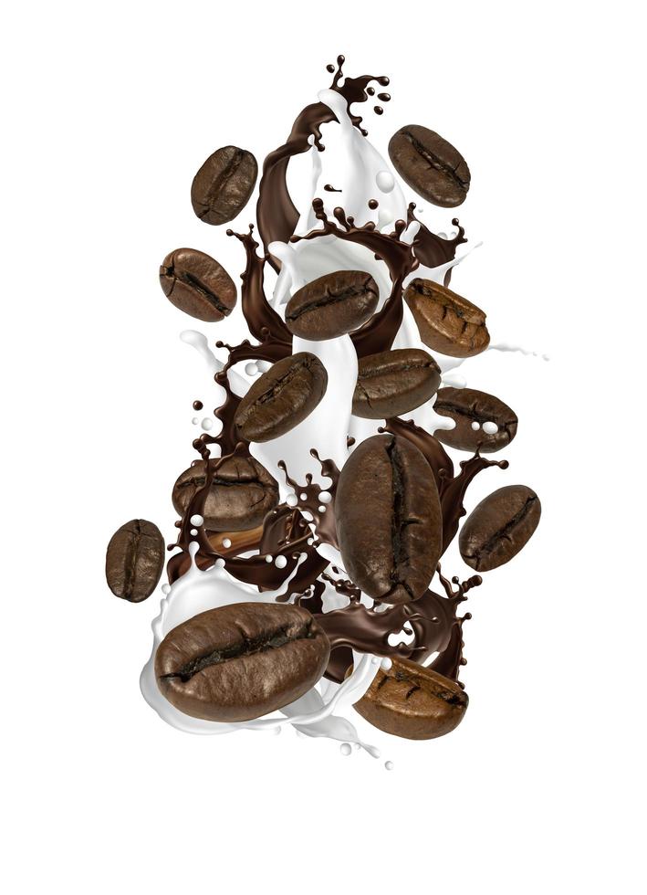 coffee beans splash background photo