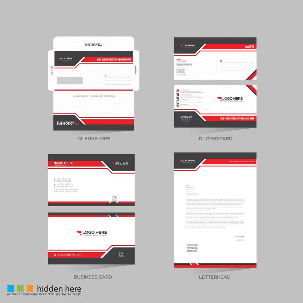 identity design with Envelope Postcard Business card and Letterhead vector