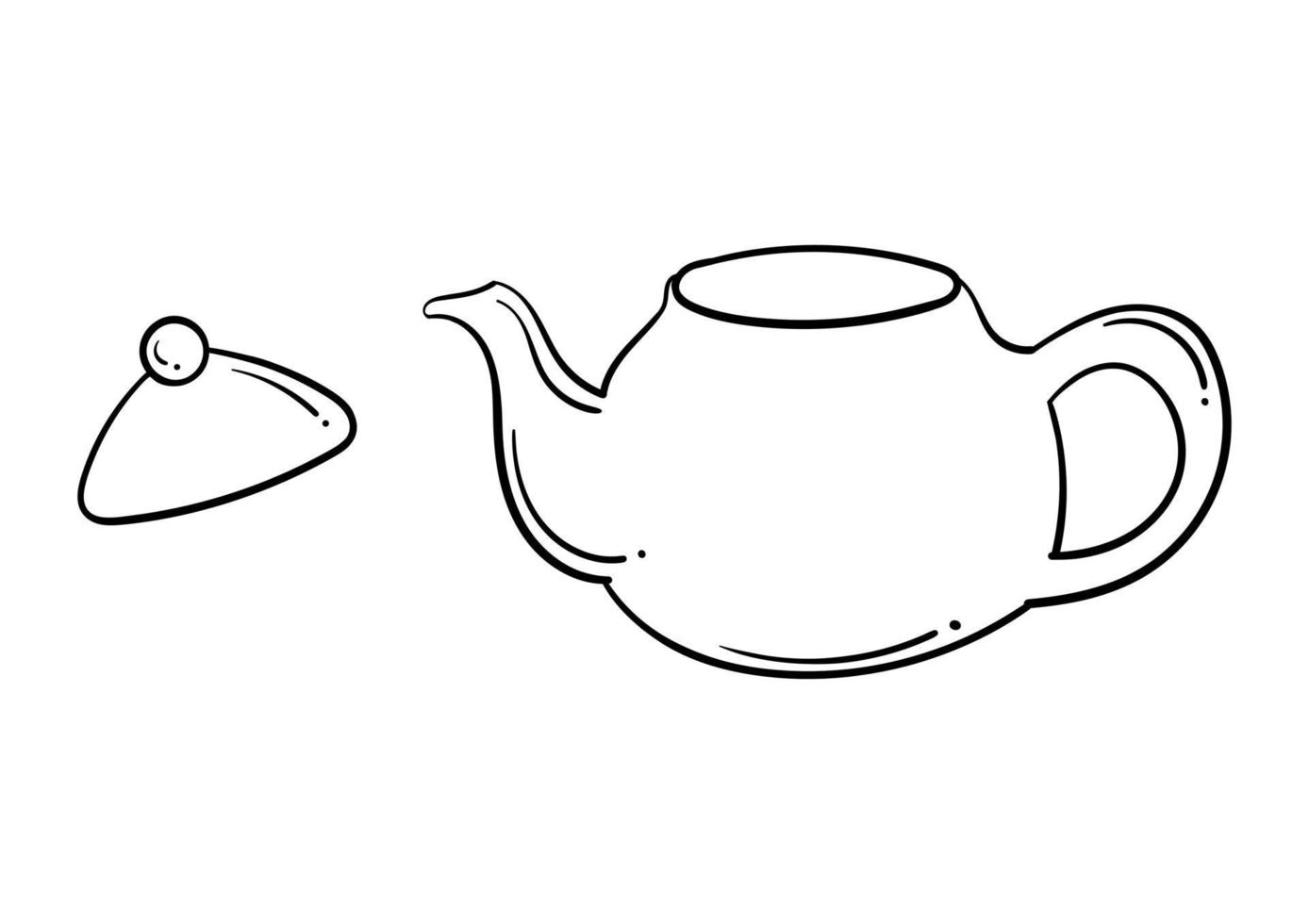 tetera dibujada a mano sobre el tema de beber té vector