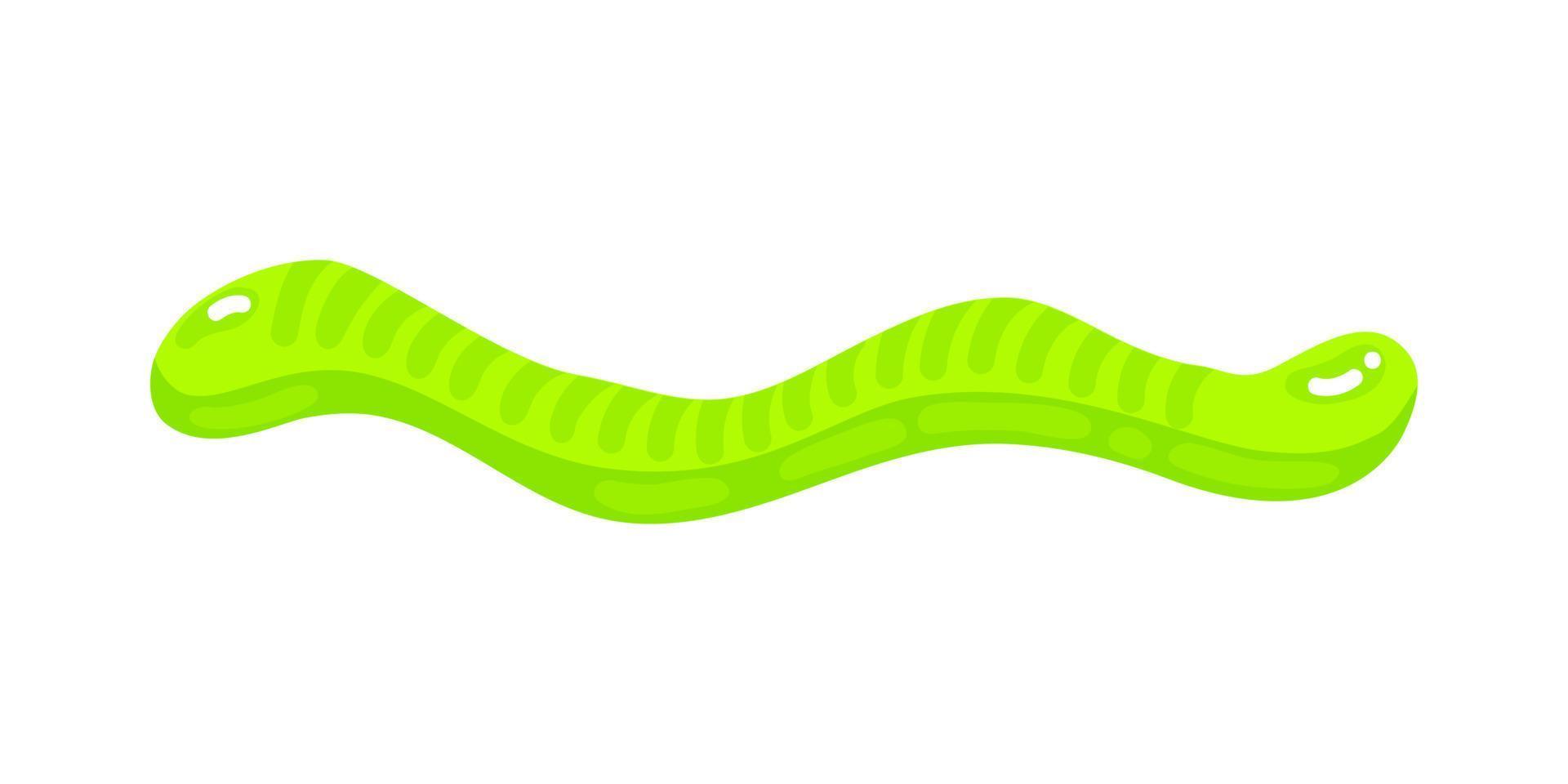 Green jelly worm sweet candy with amazing flavor flat style design vector illustration.