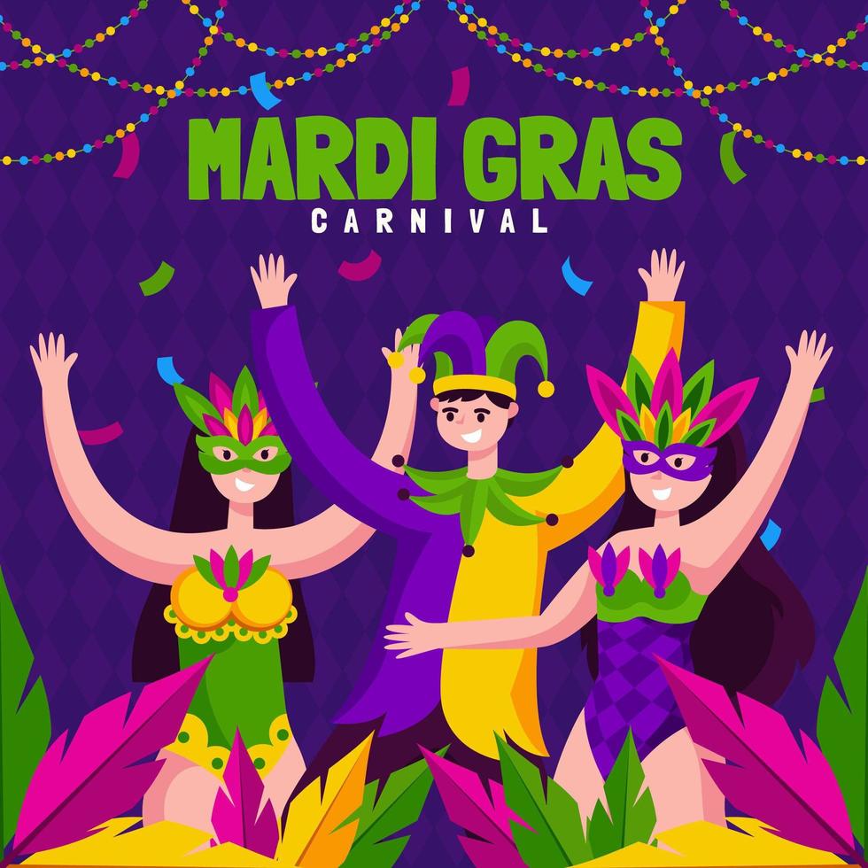 Mardi Gras Mask Carnival Concept with Character vector