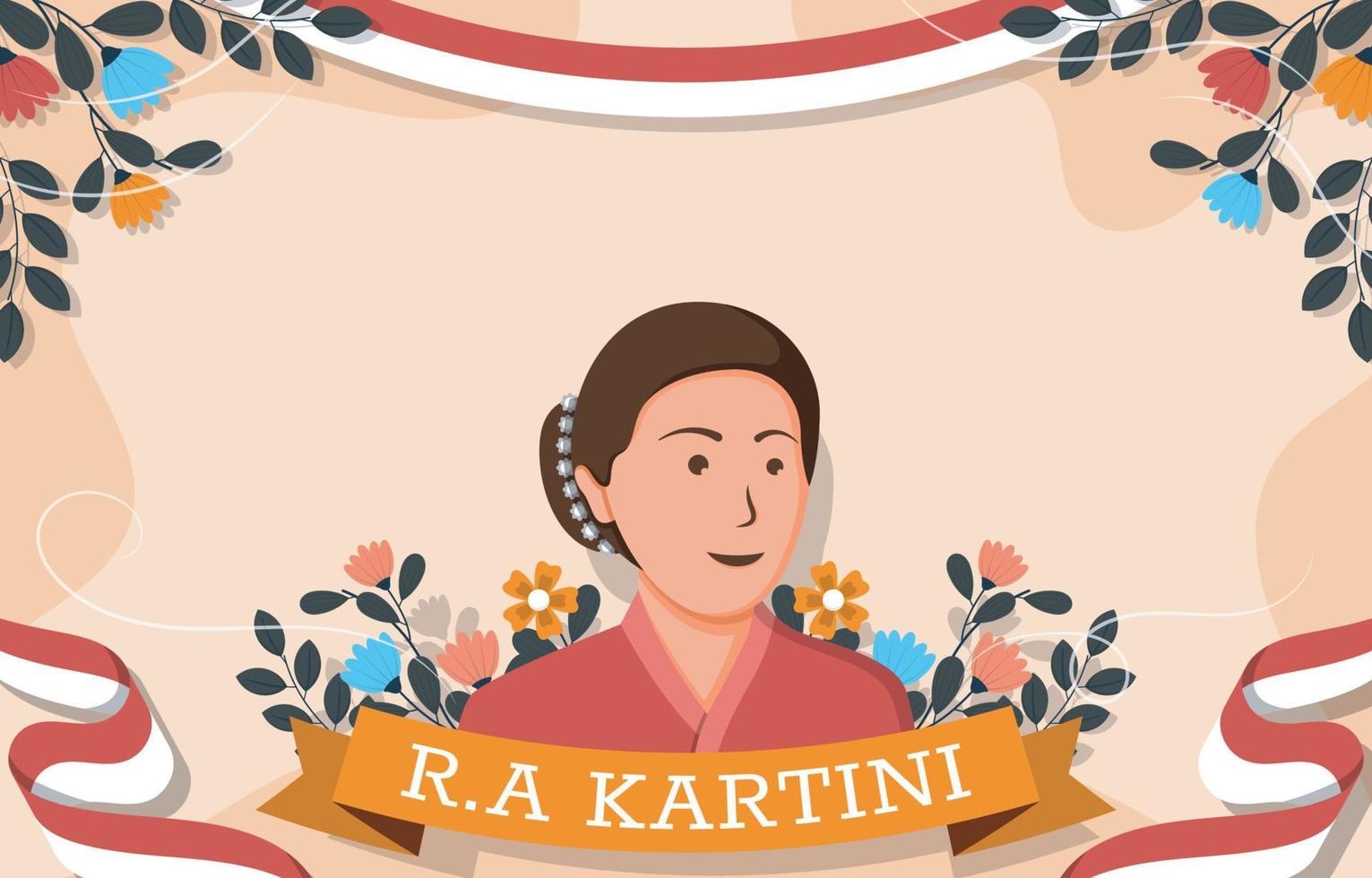 Kartini Day Background with Floral and Indonesian Flag vector