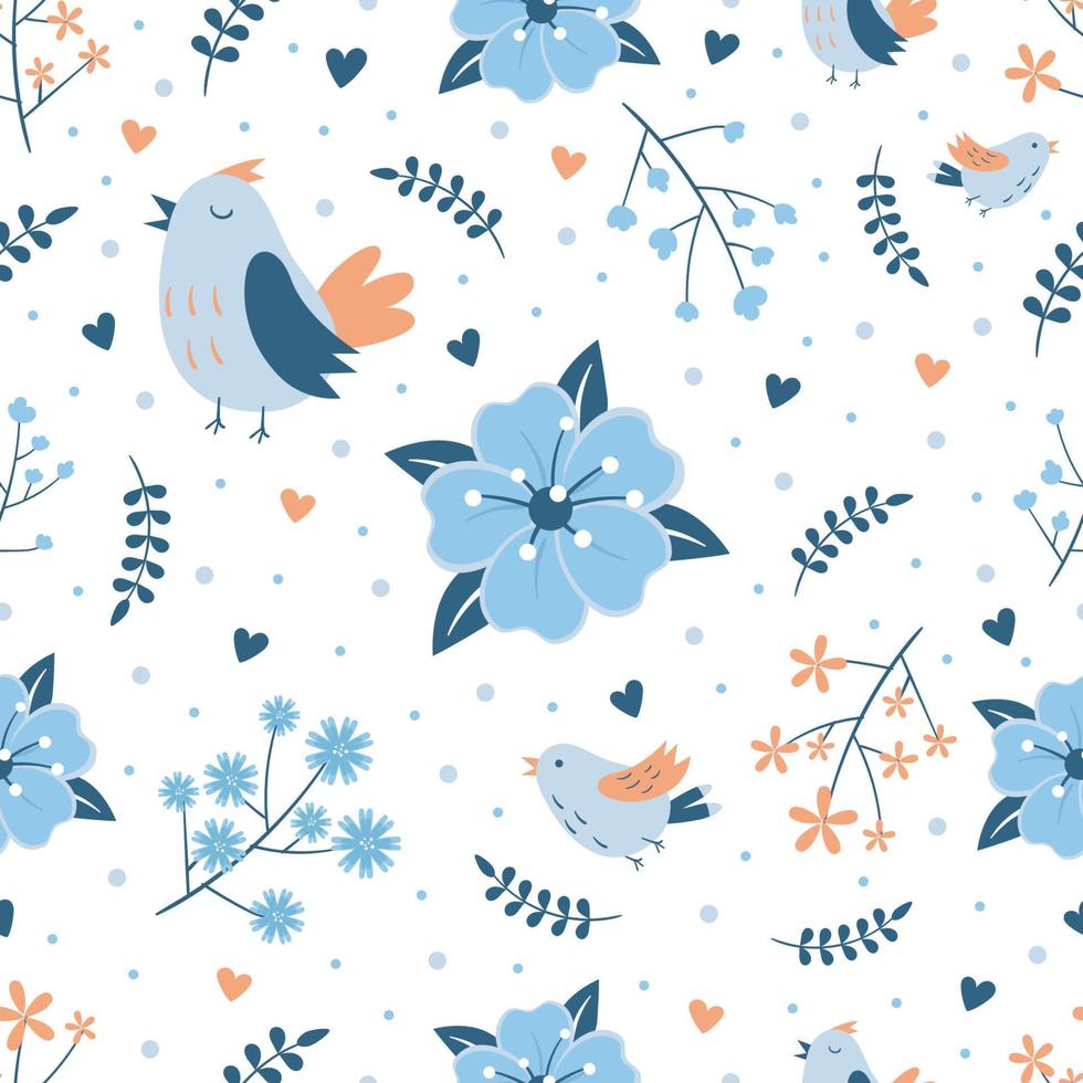 lindo fondo de patrón de pájaros de primavera vector