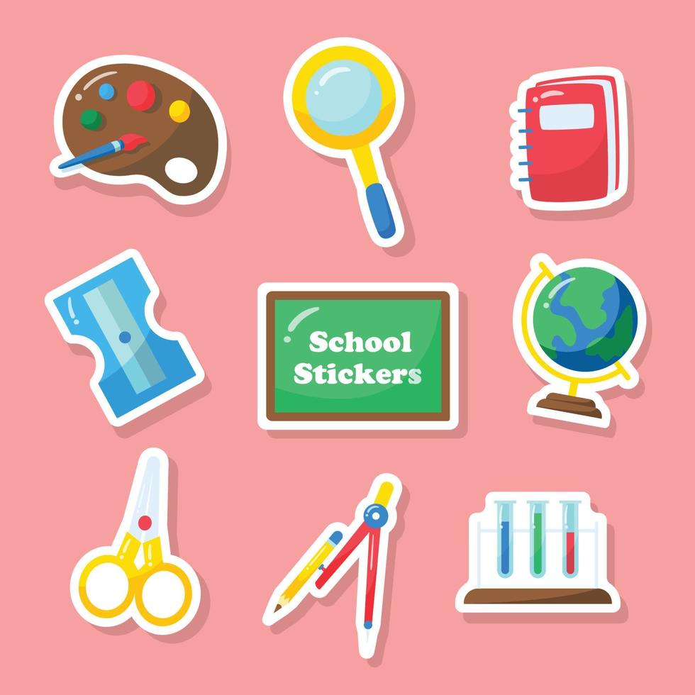 Cute School Element Sticker Pack vector