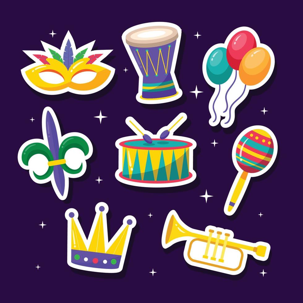 Mardi Gras Festival Sticker Pack vector